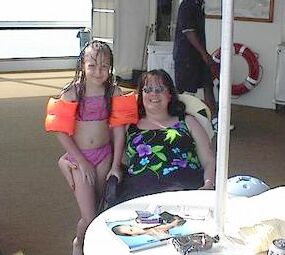 Ashley and Carrie by the pool